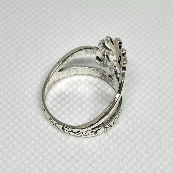 Om Sign Filigree Script Ring for Men or Women sz 8 Silver Finish New Yoga Band - Picture 5 of 11